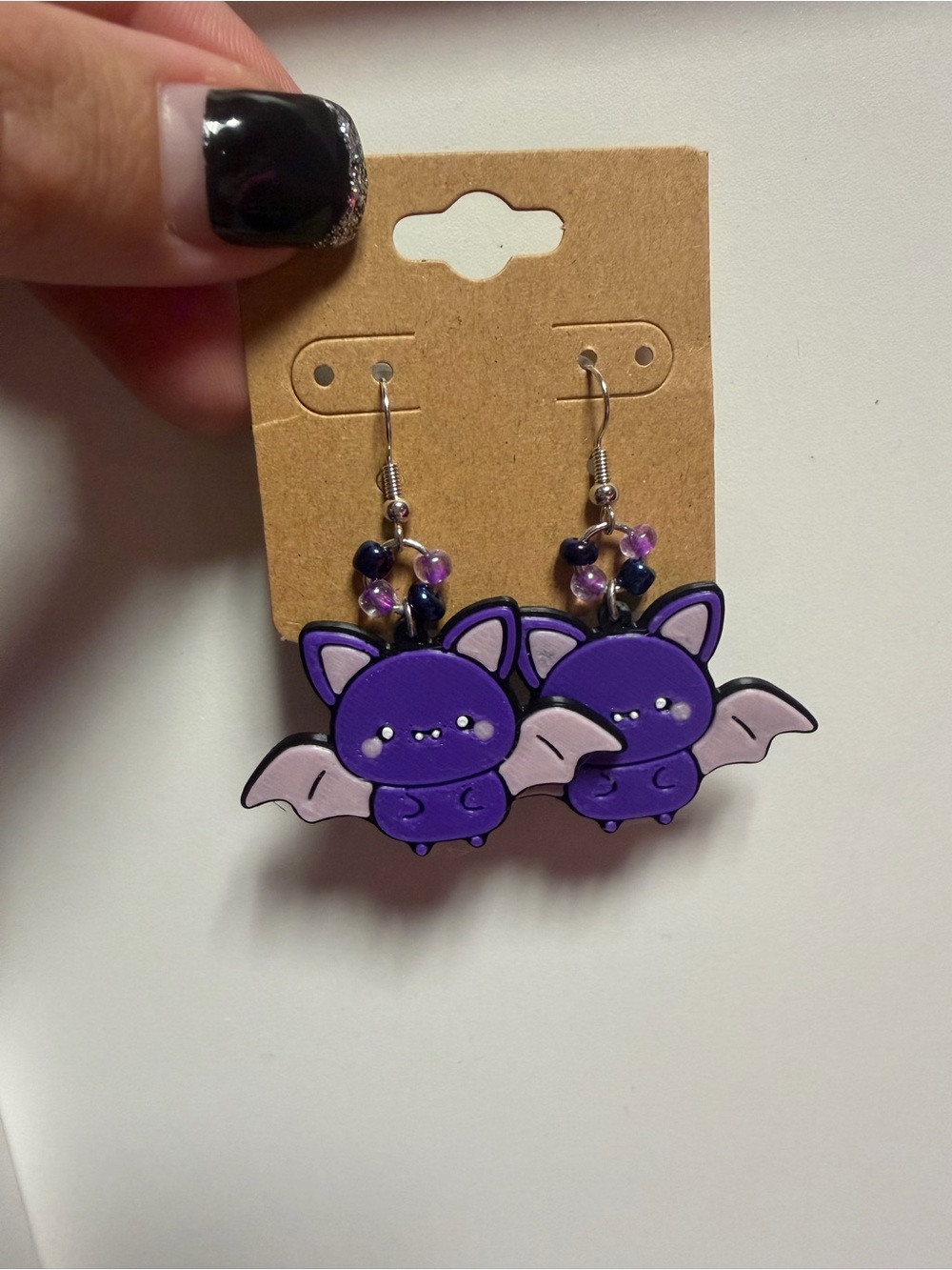 Cute Purple Bat Dangle Earrings